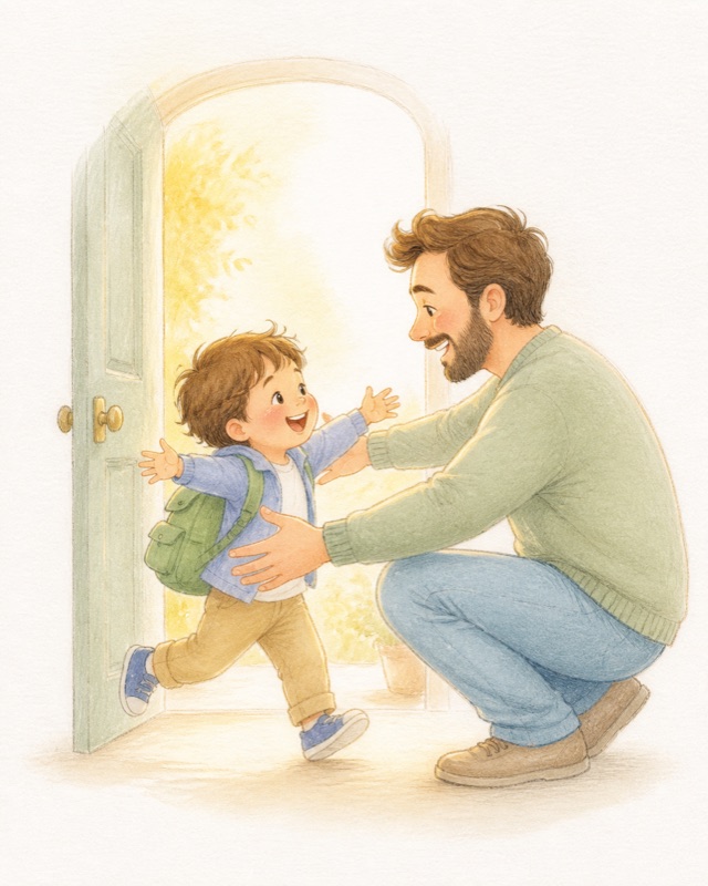 A child welcomed home