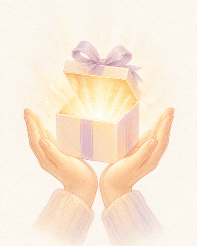 Hands receiving a gift of light