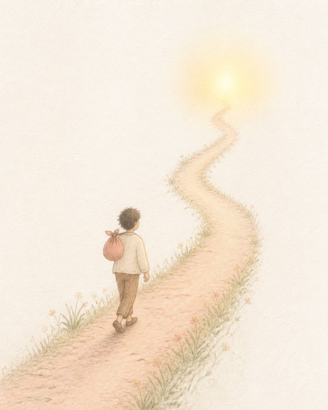 Walking a narrow path toward light